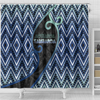 Aotearoa Atua Tangaroa Shower Curtain God Of Ocean Koru Patterns