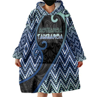 Custom Aotearoa Atua Tangaroa Wearable Blanket Hoodie God Of Ocean Koru Patterns