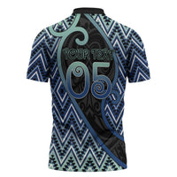 Custom Aotearoa Atua Tangaroa Zipper Polo Shirt God Of Ocean Koru Patterns