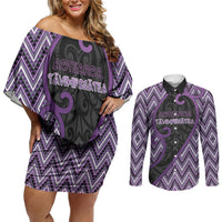 Custom Aotearoa Atua Tawhirimatea Couples Matching Off Shoulder Short Dress and Long Sleeve Button Shirt God Of Storms Koru Patterns