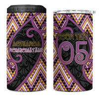 Custom Aotearoa Atua Rongomatane 4 in 1 Can Cooler Tumbler God Of Cultivated Foods Koru Patterns