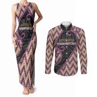 Custom Aotearoa Atua Rongomatane Couples Matching Tank Maxi Dress and Long Sleeve Button Shirt God Of Cultivated Foods Koru Patterns