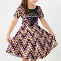 Custom Aotearoa Atua Rongomatane Kid Short Sleeve Dress God Of Cultivated Foods Koru Patterns