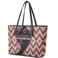 Aotearoa Atua Rongomatane Leather Tote Bag God Of Cultivated Foods Koru Patterns