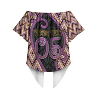Custom Aotearoa Atua Rongomatane Off Shoulder Wrap Waist Top God Of Cultivated Foods Koru Patterns