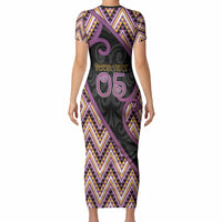 Custom Aotearoa Atua Rongomatane Short Sleeve Bodycon Dress God Of Cultivated Foods Koru Patterns