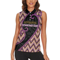 Custom Aotearoa Atua Rongomatane Women Sleeveless Polo Shirt God Of Cultivated Foods Koru Patterns