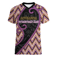 Custom Aotearoa Atua Rongomatane Women V-Neck T-Shirt God Of Cultivated Foods Koru Patterns