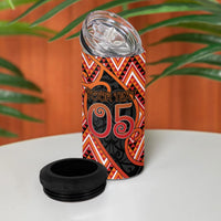 Custom Aotearoa Atua Ruaumoko 4 in 1 Can Cooler Tumbler God Of Volcanoes Koru Patterns