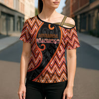 Custom Aotearoa Atua Ruaumoko Cross Shoulder Shirt God Of Volcanoes Koru Patterns