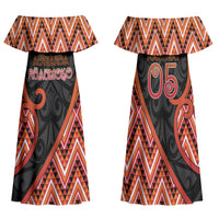 Custom Aotearoa Atua Ruaumoko Family Matching Off Shoulder Maxi Dress and Hawaiian Shirt God Of Volcanoes Koru Patterns