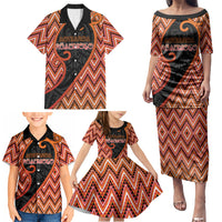 Custom Aotearoa Atua Ruaumoko Family Matching Puletasi and Hawaiian Shirt God Of Volcanoes Koru Patterns