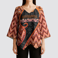 Custom Aotearoa Atua Ruaumoko Kimono Sleeve Blouse God Of Volcanoes Koru Patterns