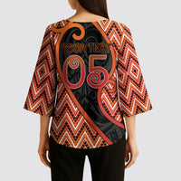 Custom Aotearoa Atua Ruaumoko Kimono Sleeve Blouse God Of Volcanoes Koru Patterns