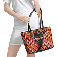 Aotearoa Atua Ruaumoko Leather Tote Bag God Of Volcanoes Koru Patterns