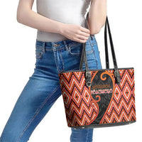 Aotearoa Atua Ruaumoko Leather Tote Bag God Of Volcanoes Koru Patterns