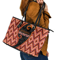 Aotearoa Atua Ruaumoko Leather Tote Bag God Of Volcanoes Koru Patterns