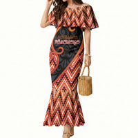 Custom Aotearoa Atua Ruaumoko Mermaid Dress God Of Volcanoes Koru Patterns