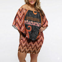 Custom Aotearoa Atua Ruaumoko Off Shoulder Short Dress God Of Volcanoes Koru Patterns