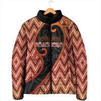 Custom Aotearoa Atua Ruaumoko Padded Jacket God Of Volcanoes Koru Patterns