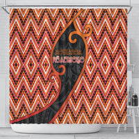 Aotearoa Atua Ruaumoko Shower Curtain God Of Volcanoes Koru Patterns