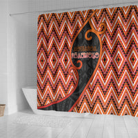 Aotearoa Atua Ruaumoko Shower Curtain God Of Volcanoes Koru Patterns