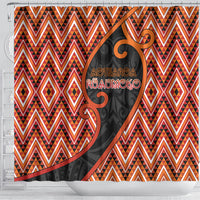 Aotearoa Atua Ruaumoko Shower Curtain God Of Volcanoes Koru Patterns