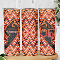 Custom Aotearoa Atua Ruaumoko Skinny Tumbler God Of Volcanoes Koru Patterns