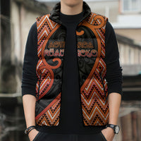Custom Aotearoa Atua Ruaumoko Sleeveless Puffer Jacket God Of Volcanoes Koru Patterns