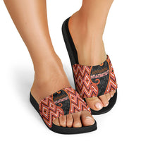 Aotearoa Atua Ruaumoko Slide Sandals God Of Volcanoes Koru Patterns