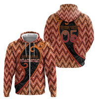 Custom Aotearoa Atua Ruaumoko Zip Hoodie God Of Volcanoes Koru Patterns