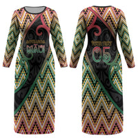 Custom Aotearoa Atua Maui Couples Matching Long Sleeve Bodycon Dress and Hawaiian Shirt Demigod Hero And Trickster Koru Patterns