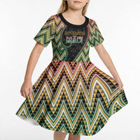 Custom Aotearoa Atua Maui Kid Short Sleeve Dress Demigod Hero And Trickster Koru Patterns