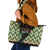 Aotearoa Atua Maui Leather Tote Bag Demigod Hero And Trickster Koru Patterns