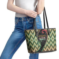Aotearoa Atua Maui Leather Tote Bag Demigod Hero And Trickster Koru Patterns
