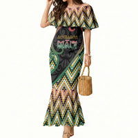 Custom Aotearoa Atua Maui Mermaid Dress Demigod Hero And Trickster Koru Patterns