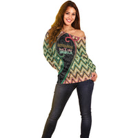 Custom Aotearoa Atua Maui Off Shoulder Sweater Demigod Hero And Trickster Koru Patterns