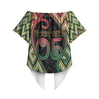 Custom Aotearoa Atua Maui Off Shoulder Wrap Waist Top Demigod Hero And Trickster Koru Patterns