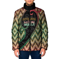 Custom Aotearoa Atua Maui Padded Jacket Demigod Hero And Trickster Koru Patterns