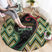 Aotearoa Atua Maui Round Carpet Demigod Hero And Trickster Koru Patterns