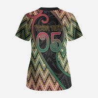 Custom Aotearoa Atua Maui Scrub Top Demigod Hero And Trickster Koru Patterns