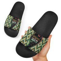 Aotearoa Atua Maui Slide Sandals Demigod Hero And Trickster Koru Patterns