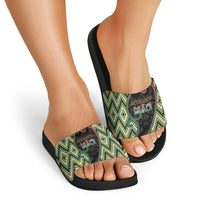 Aotearoa Atua Maui Slide Sandals Demigod Hero And Trickster Koru Patterns