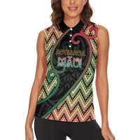 Custom Aotearoa Atua Maui Women Sleeveless Polo Shirt Demigod Hero And Trickster Koru Patterns