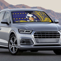 Tokelau Christmas Auto Sun Shade Santa With Tuluma Xmas Tribal Waves - Polynesian Pride