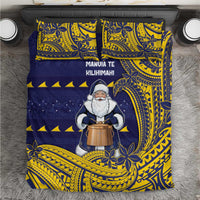 Tokelau Christmas Bedding Set Santa With Tuluma Xmas Tribal Waves - Polynesian Pride