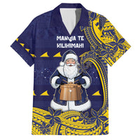 Tokelau Christmas Family Matching Off The Shoulder Long Sleeve Dress and Hawaiian Shirt Santa With Tuluma Xmas Tribal Waves - Polynesian Pride