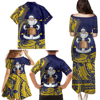 Tokelau Christmas Family Matching Puletasi and Hawaiian Shirt Santa With Tuluma Xmas Tribal Waves - Polynesian Pride