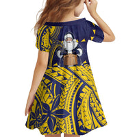 Tokelau Christmas Family Matching Summer Maxi Dress and Hawaiian Shirt Santa With Tuluma Xmas Tribal Waves DT05 - Polynesian Pride