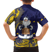 Tokelau Christmas Family Matching Tank Maxi Dress and Hawaiian Shirt Santa With Tuluma Xmas Tribal Waves DT05 - Polynesian Pride